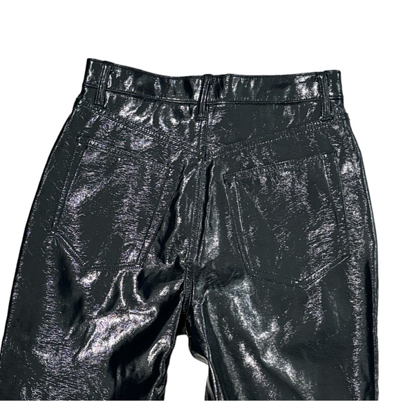 Abercrombie & Fitch Black Vegan Patent Leather 90s Straight Ultra High Rise Pant - Picture 11 of 14